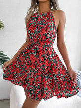 Floral Grecian Tie Waist Tiered Dress